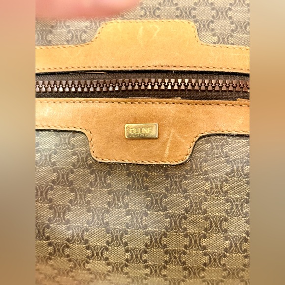 Vintage CELINE Macadam Top Handle 24 H Travel Bag Boston - Brown Printed Canvas - Picture 4 of 16